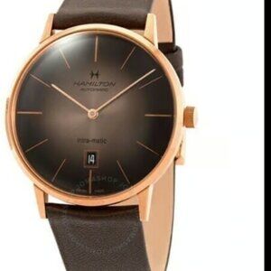 HAMILTON INTRA-MATIC 42mm Automatic Brown Dial Leather Men's Watch H38745501